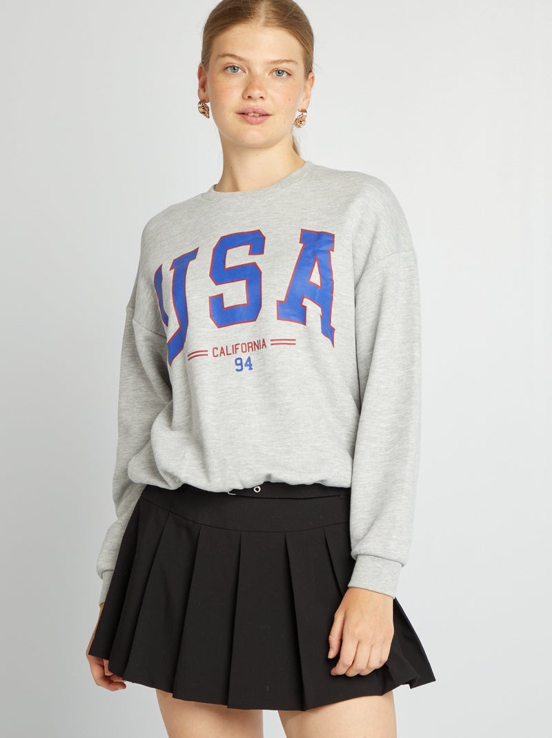 Sweatshirt em moletão 'USA' CINZA - Kiabi