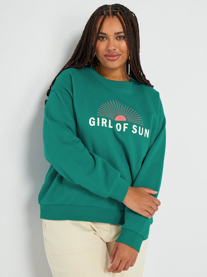Sweatshirt em moletão VERDE - Kiabi