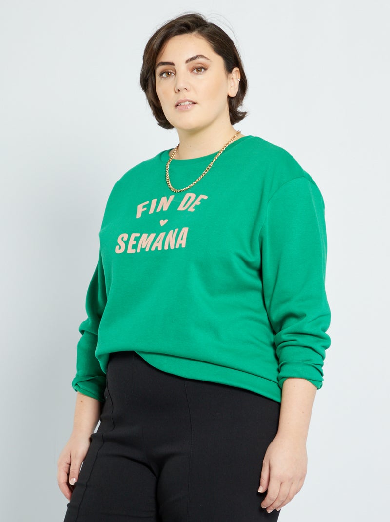 Sweatshirt em moletão VERDE - Kiabi