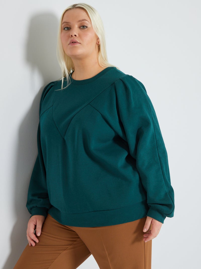 Sweatshirt em moletão VERDE - Kiabi