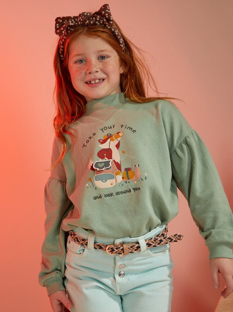 Sweatshirt em moletão VERDE - Kiabi