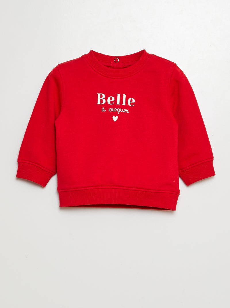 Sweatshirt em moletão VERMELHO - Kiabi