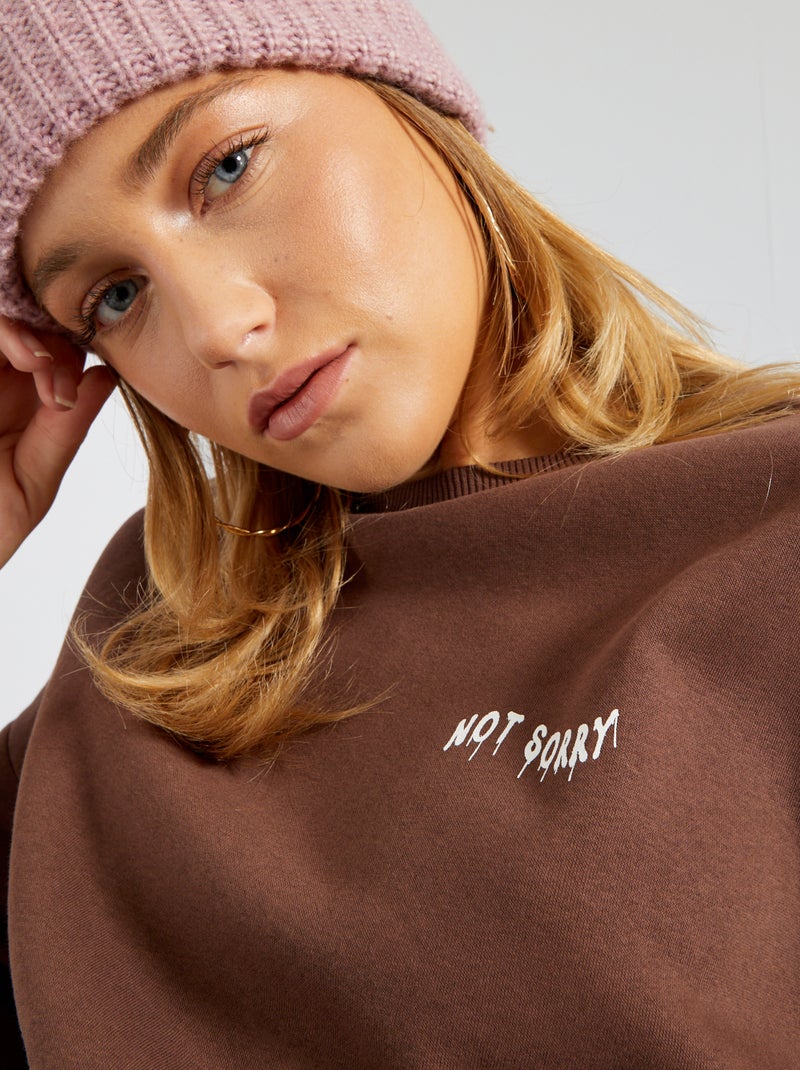 Sweatshirt em moletão X IAM.MOANA CASTANHO - Kiabi