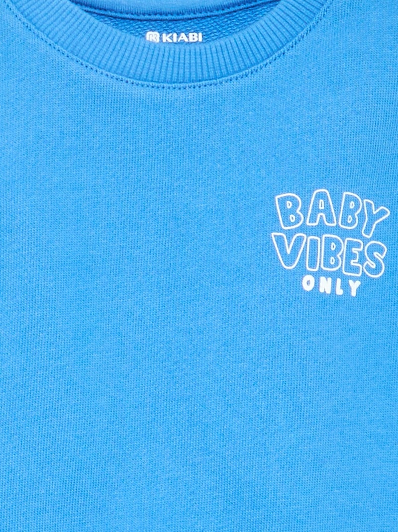 Sweatshirt em moletom leve estampado Azul - Kiabi