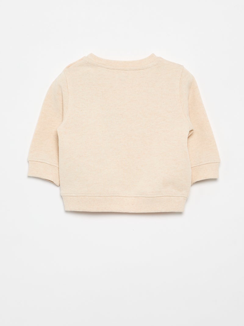 Sweatshirt em moletom leve estampado Bege - Kiabi