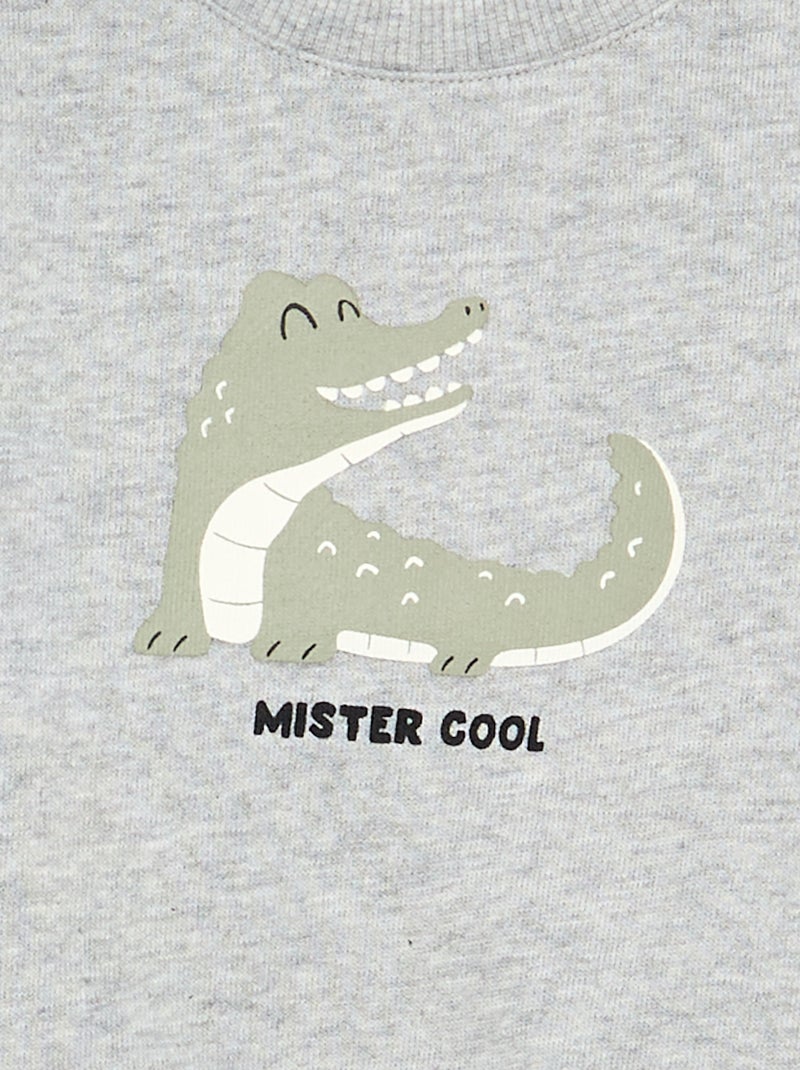 Sweatshirt em moletom leve estampado Cinza - Kiabi
