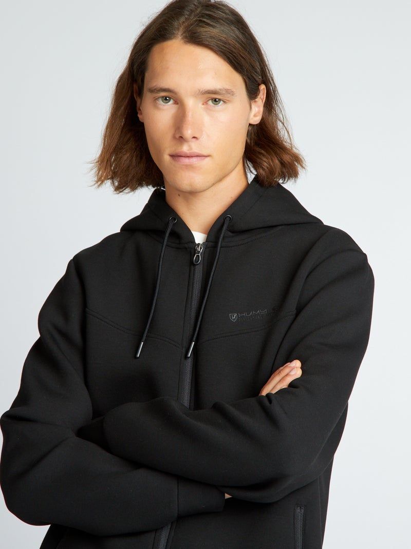 Sweatshirt em neopreno com capuz PRETO - Kiabi