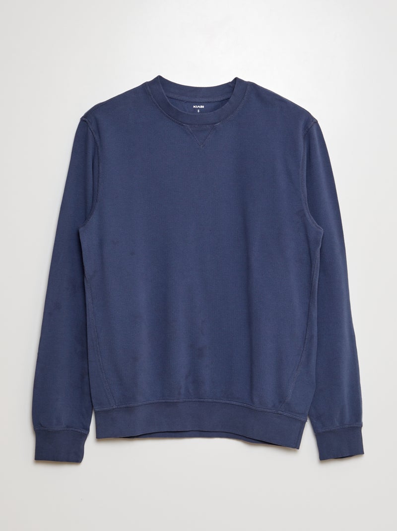 Sweatshirt em ninho de abelha AZUL - Kiabi