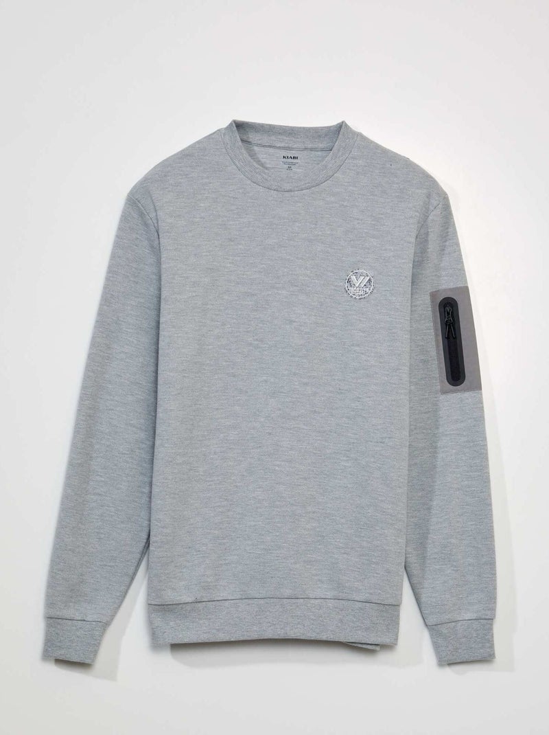 Sweatshirt em piqué de algodão CINZA - Kiabi