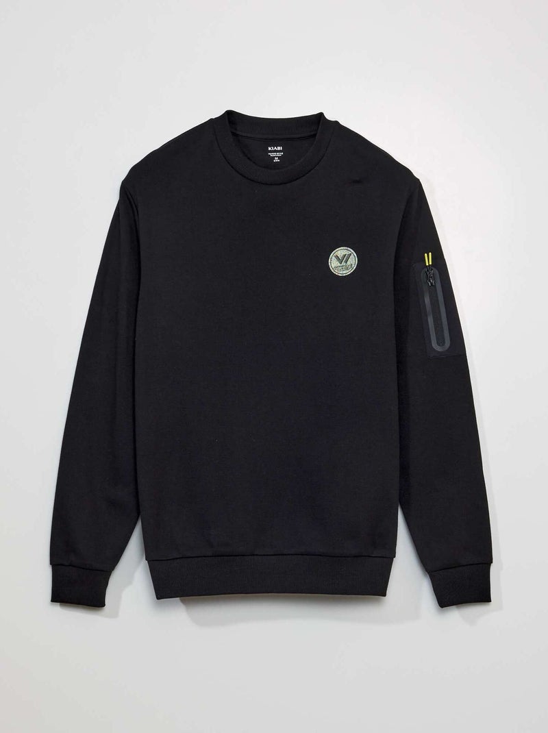 Sweatshirt em piqué de algodão PRETO - Kiabi