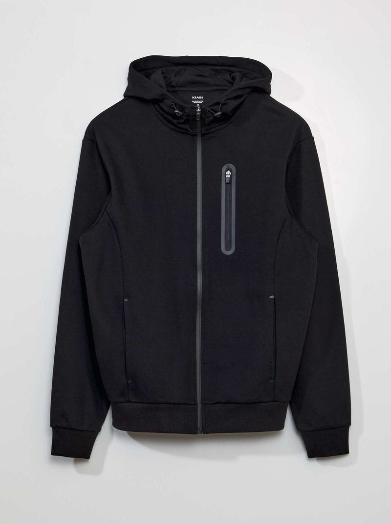 Sweatshirt em piqué de algodão Preto - Kiabi