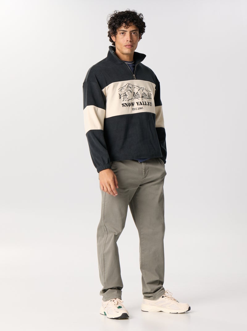 Sweatshirt em polar com faixas contrastantes Preto - Kiabi