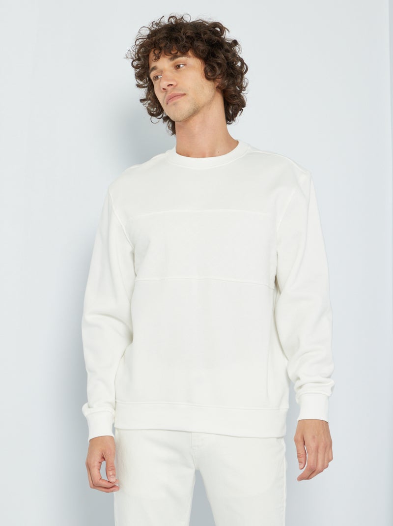 Sweatshirt em pormenor quilting Branco - Kiabi