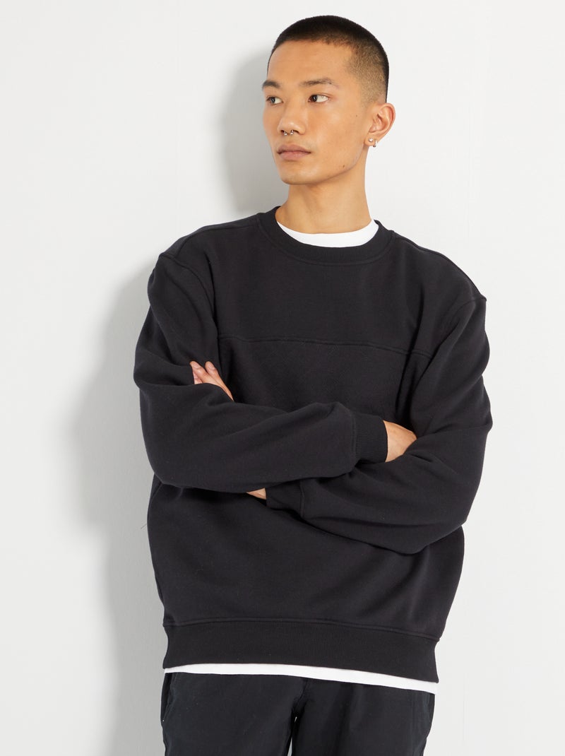 Sweatshirt em pormenor quilting Preto - Kiabi