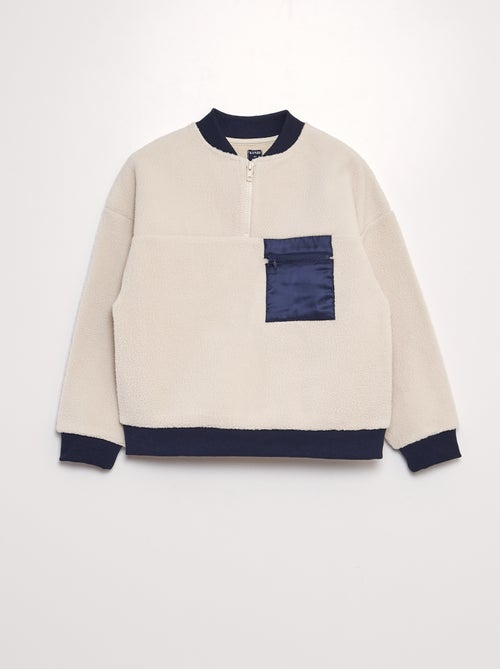 Sweatshirt em sherpa bicolor - Kiabi