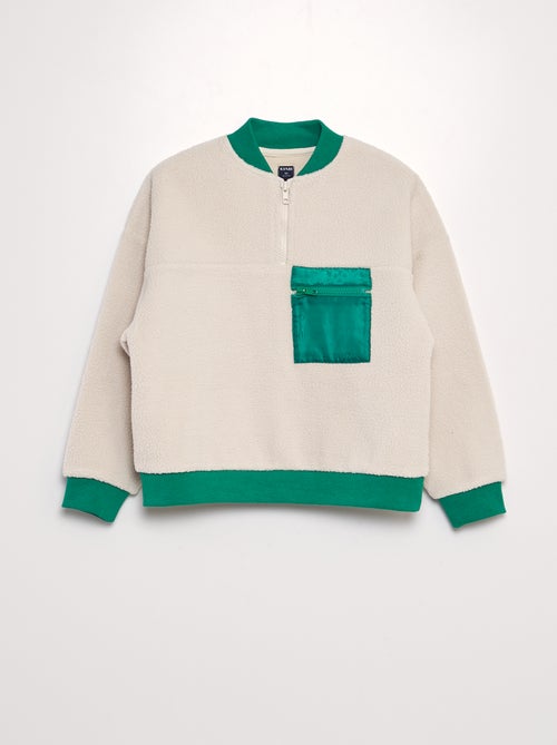 Sweatshirt em sherpa bicolor - Kiabi