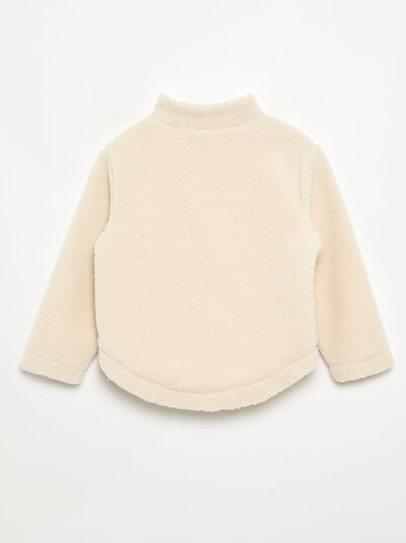 Sweatshirt em tecido felpudo com gola subida Branco - Kiabi