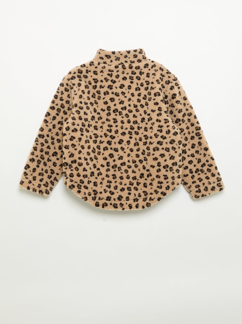 Sweatshirt em tecido felpudo com gola subida Castanho - Kiabi