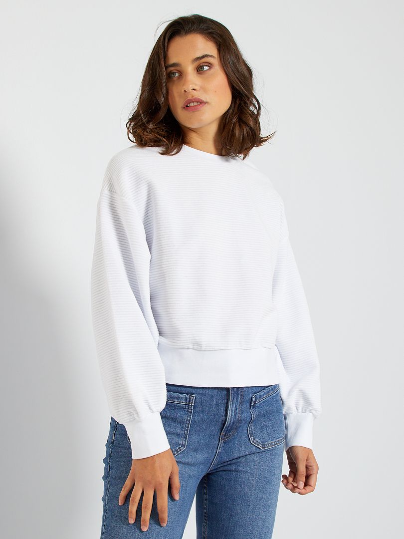 Sweatshirt em veludo Branco - Kiabi