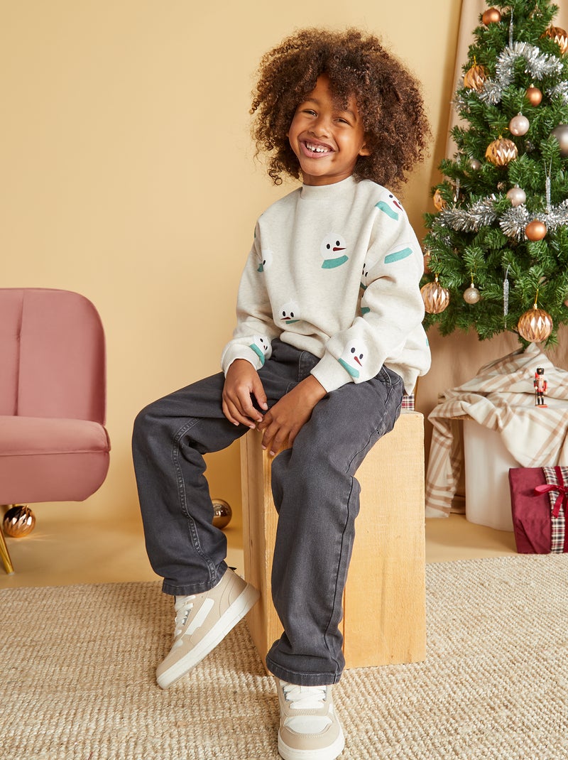 Sweatshirt estampada 'boneco de neve' CINZA - Kiabi