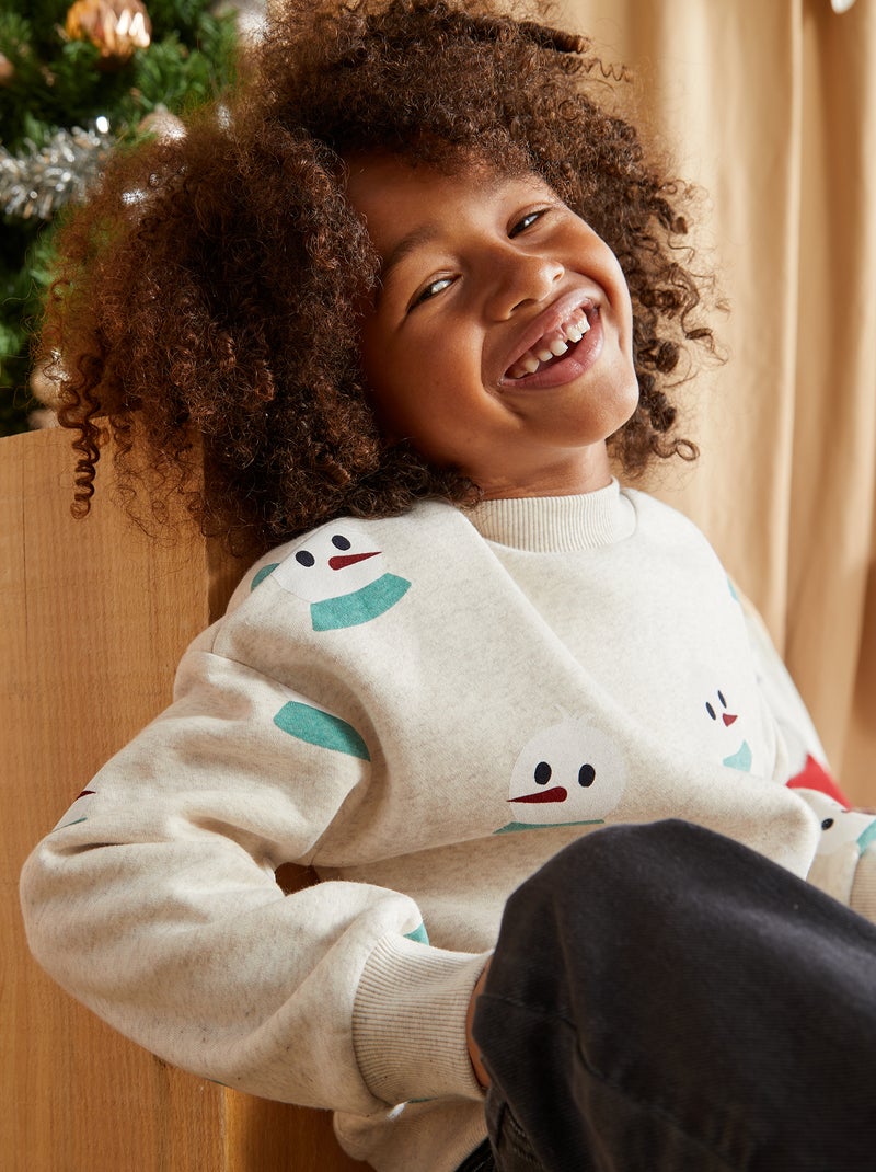 Sweatshirt estampada 'boneco de neve' CINZA - Kiabi