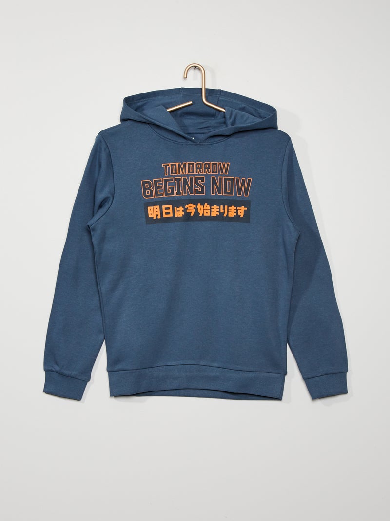 Sweatshirt estampada com capuz AZUL - Kiabi