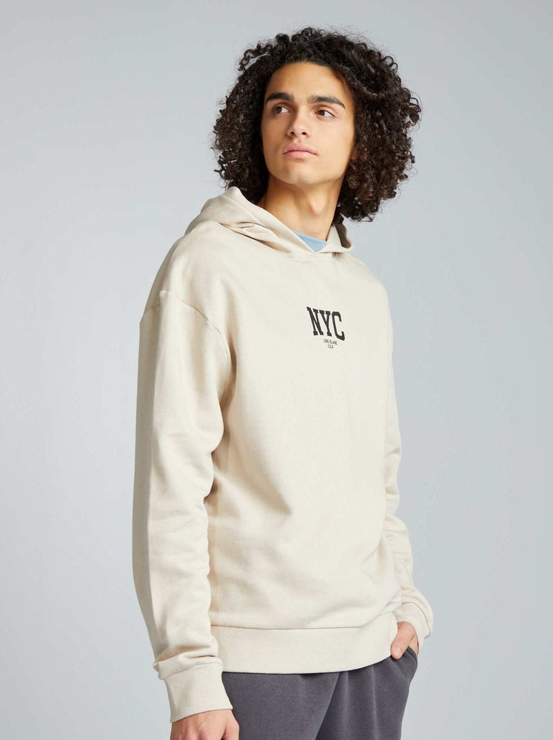 Sweatshirt estampada com capuz BEGE - Kiabi