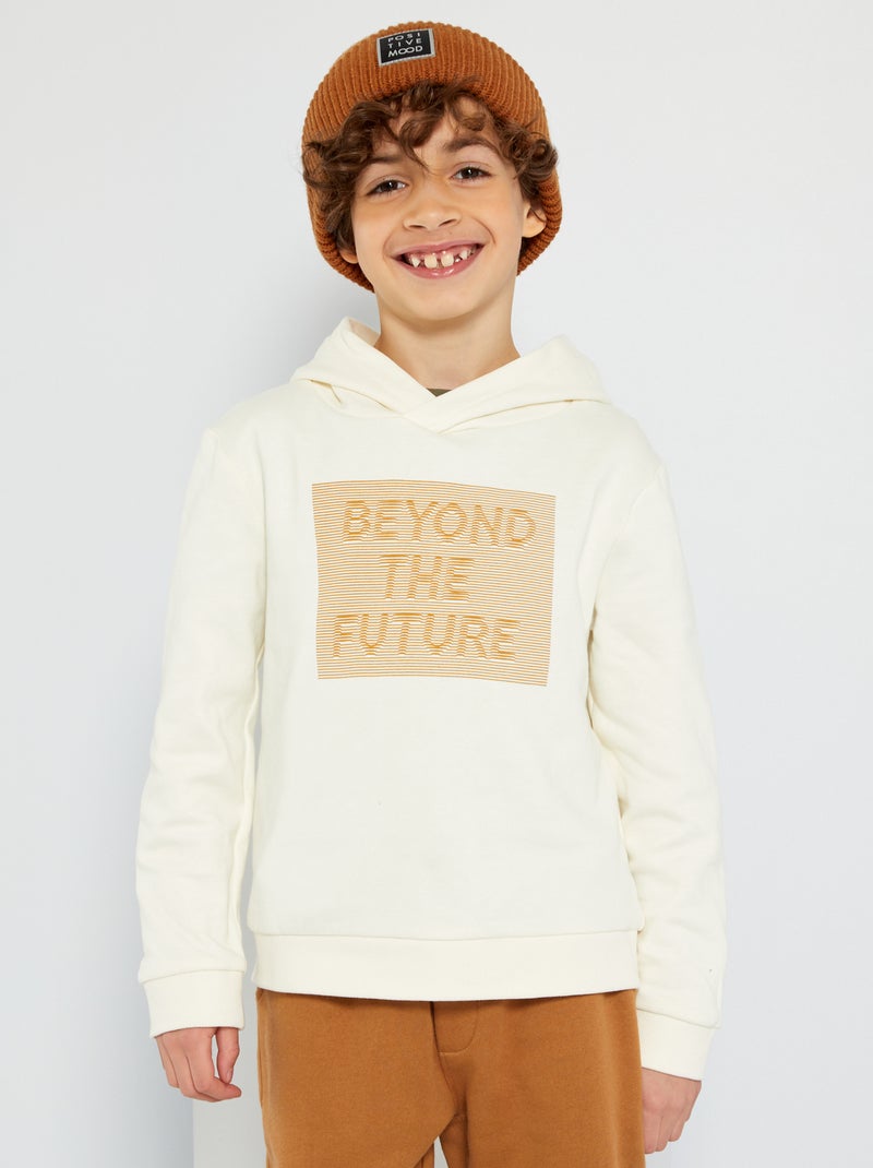 Sweatshirt estampada com capuz BEGE - Kiabi