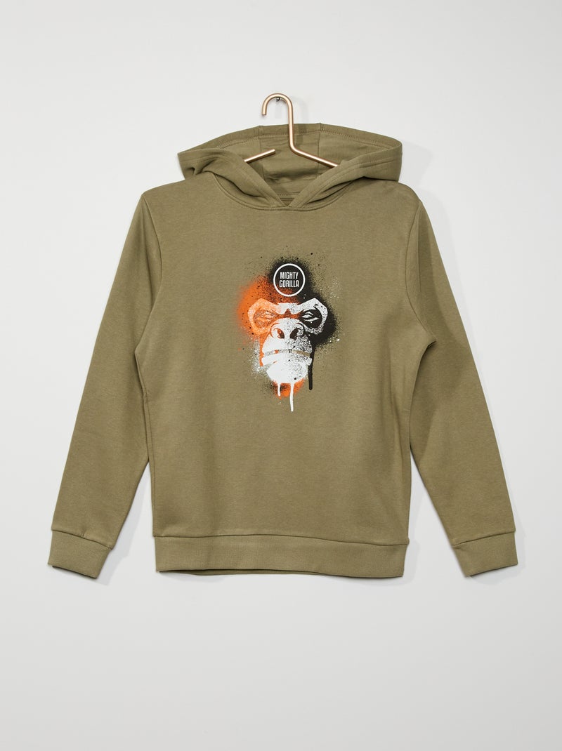 Sweatshirt estampada com capuz CAQUI - Kiabi