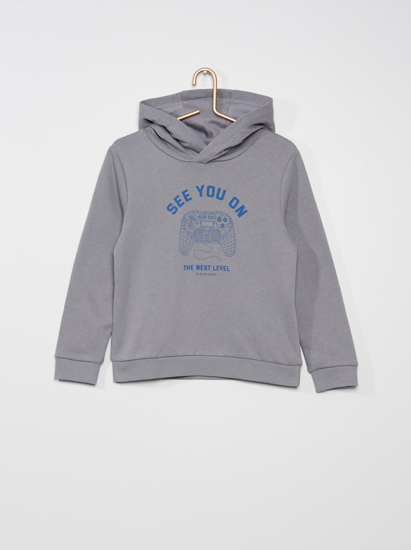 Sweatshirt estampada com capuz CINZA - Kiabi