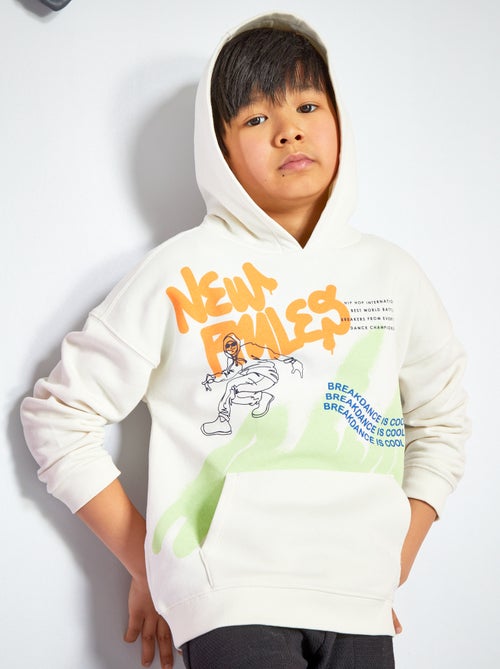 Sweatshirt estampada com capuz em moletão - Kiabi