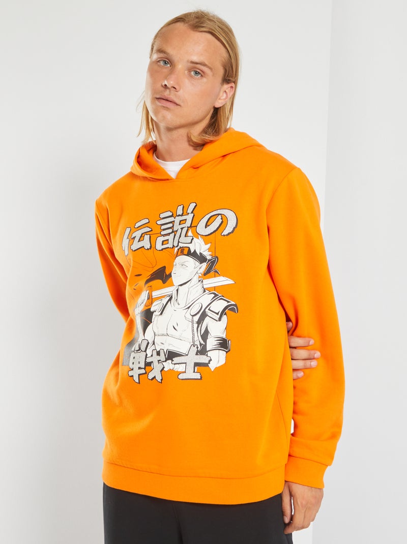 Sweatshirt estampada com capuz LARANJA - Kiabi