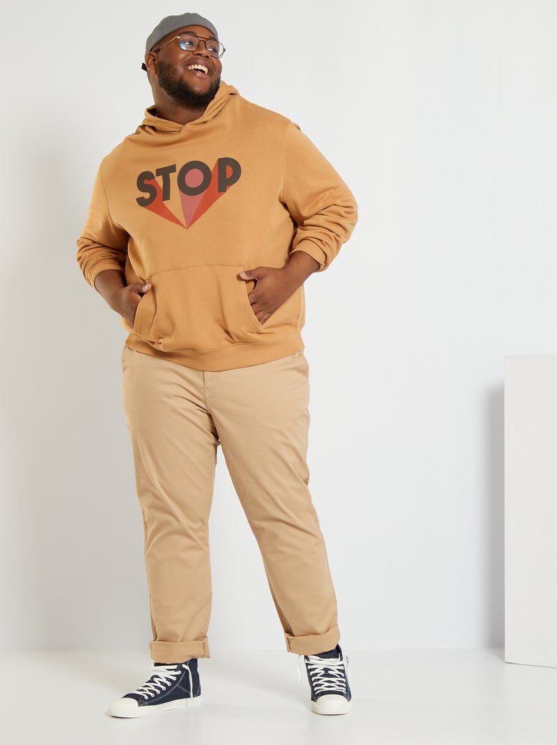 Sweatshirt estampada com capuz MARROM - Kiabi