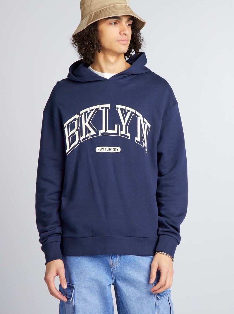 Sweatshirt estampada com capuz PRETO - Kiabi