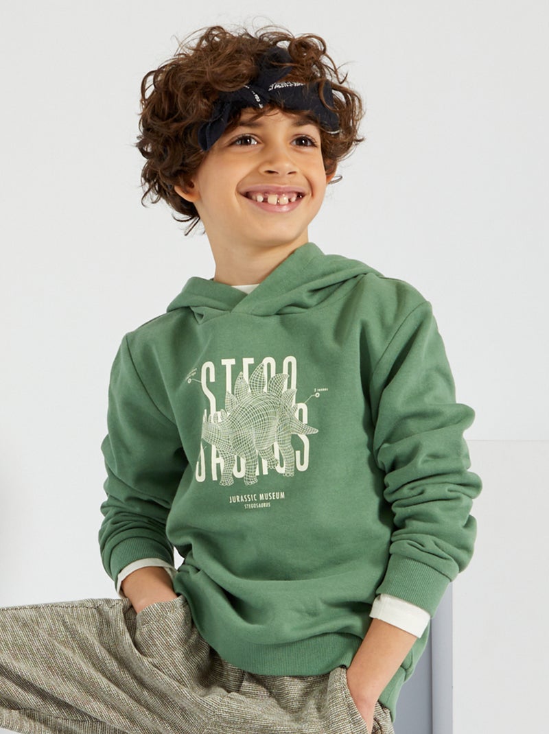 Sweatshirt estampada com capuz VERDE - Kiabi