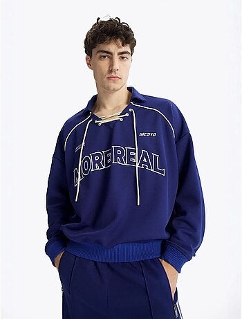 Sweatshirt estampada com decote com cordão giesto
