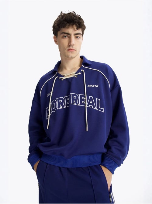 Sweatshirt estampada com decote com cordão giesto - Kiabi