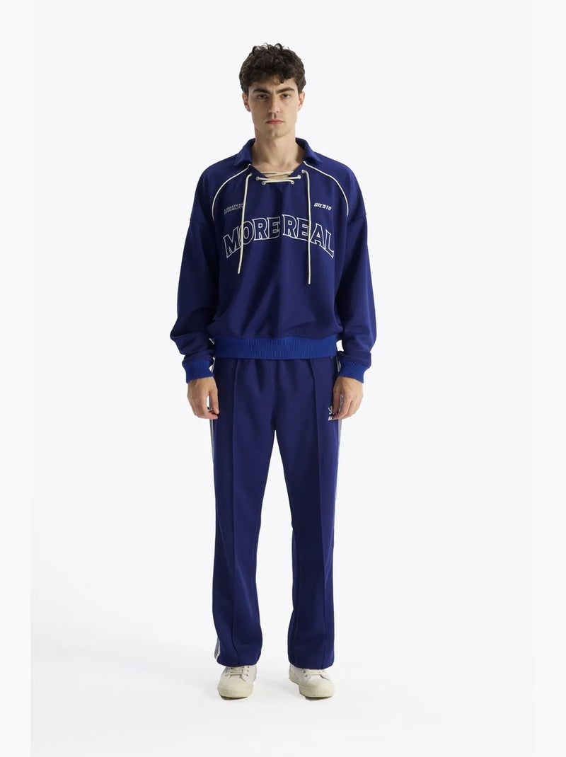 Sweatshirt estampada com decote com cordão giesto Azul-elétrico - Kiabi