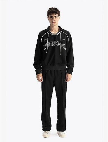 Sweatshirt estampada com decote com cordão giesto