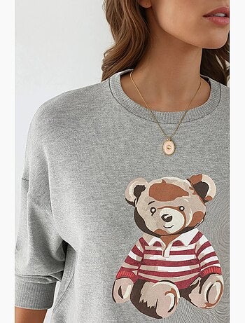 Sweatshirt estampada com decote redondo e mangas compridas busem