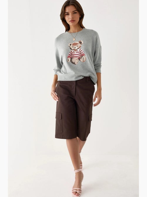 Sweatshirt estampada com decote redondo e mangas compridas busem - Kiabi