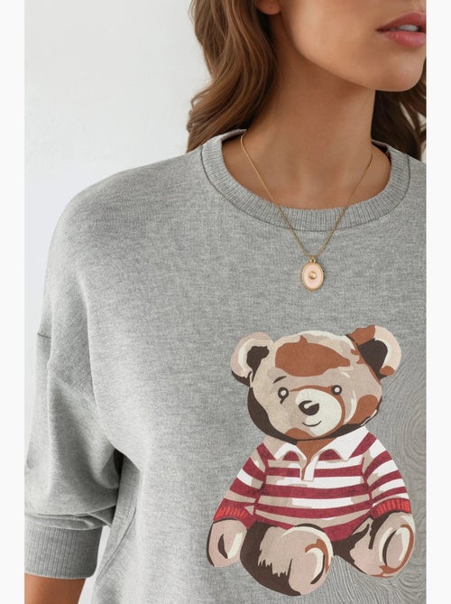 Sweatshirt estampada com decote redondo e mangas compridas busem - Kiabi