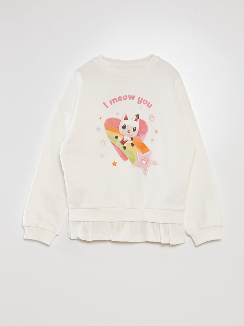 Sweatshirt estampada com efeito 2 em 1 BRANCO - Kiabi