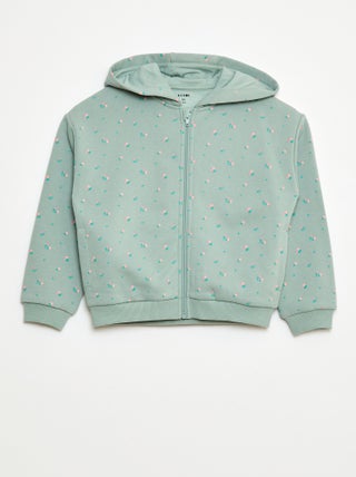 Sweatshirt estampada com fecho e capuz