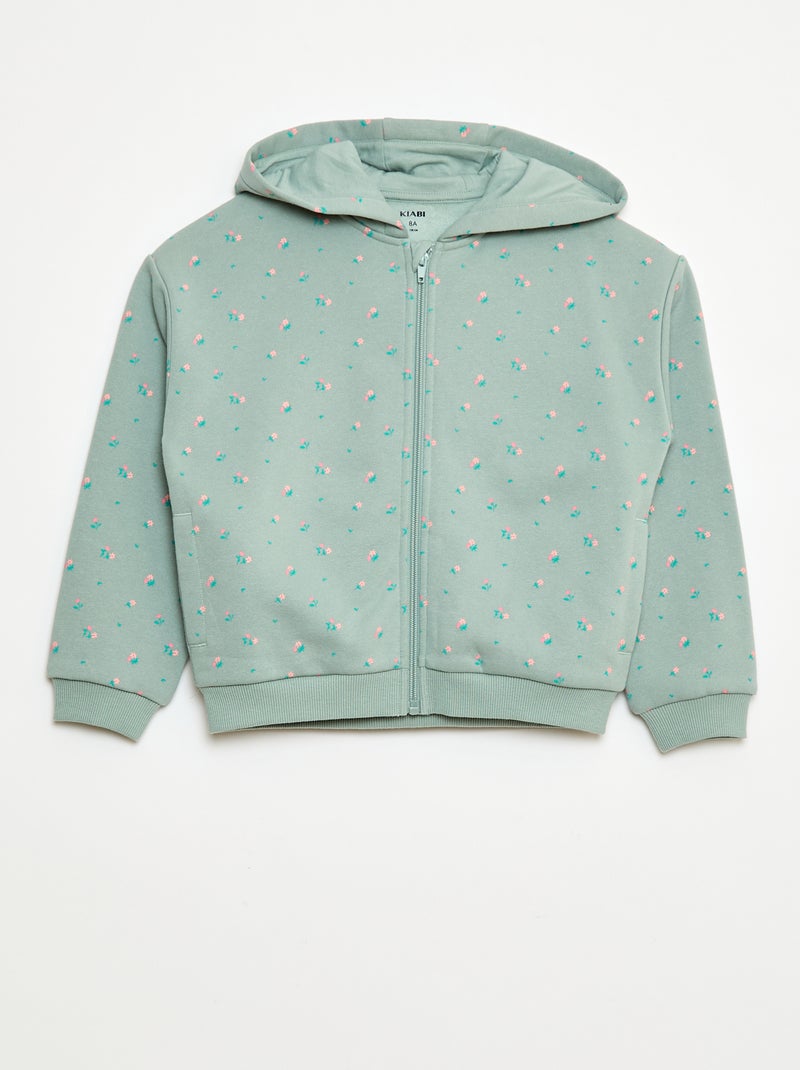 Sweatshirt estampada com fecho e capuz Azul - Kiabi
