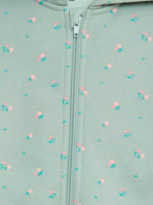 Sweatshirt estampada com fecho e capuz - Kiabi