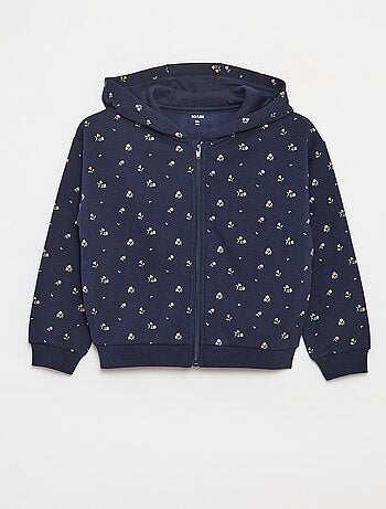 Sweatshirt estampada com fecho e capuz