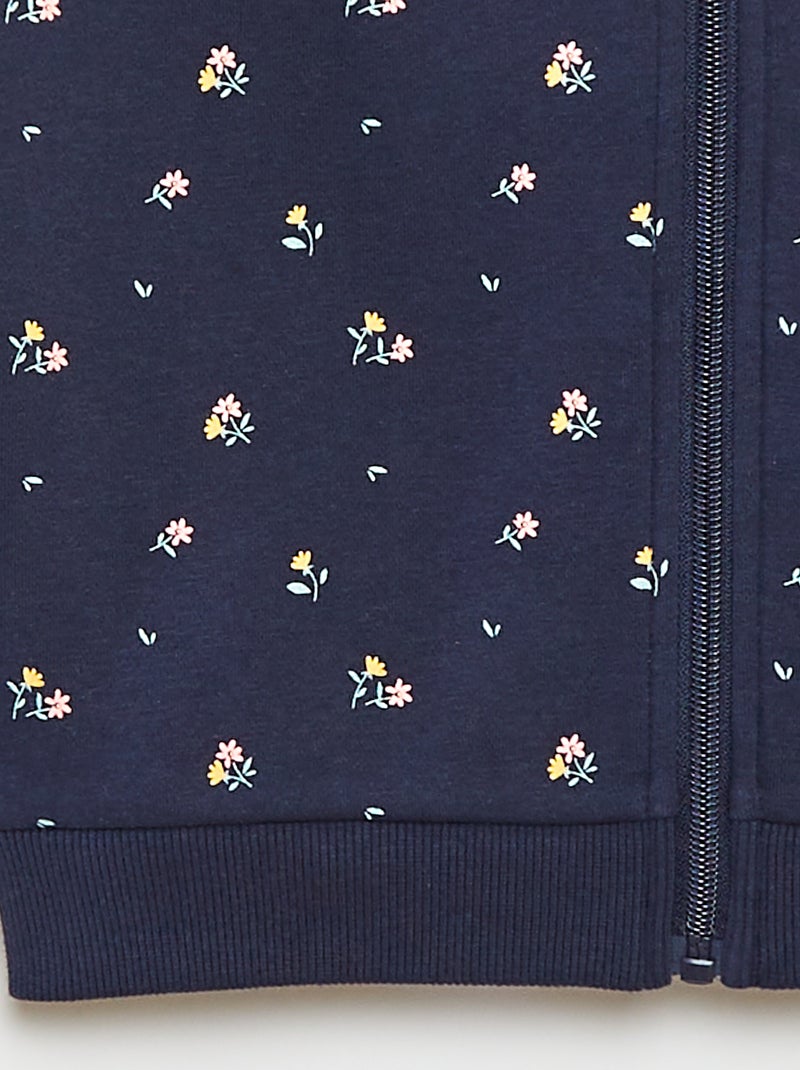 Sweatshirt estampada com fecho e capuz Azul - Kiabi