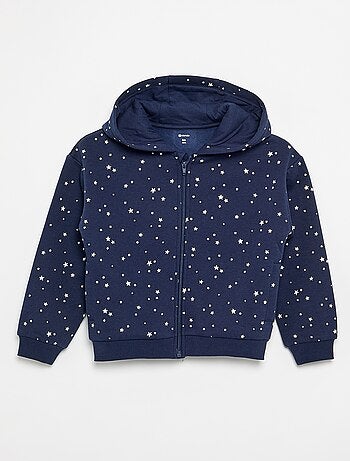 Sweatshirt estampada com fecho e capuz