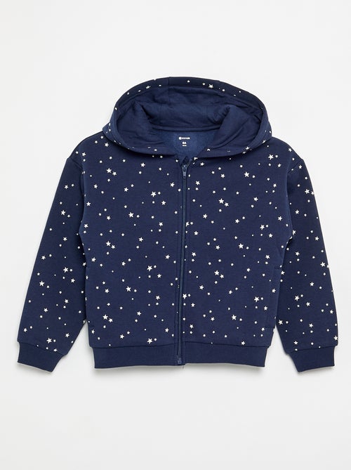 Sweatshirt estampada com fecho e capuz - Kiabi